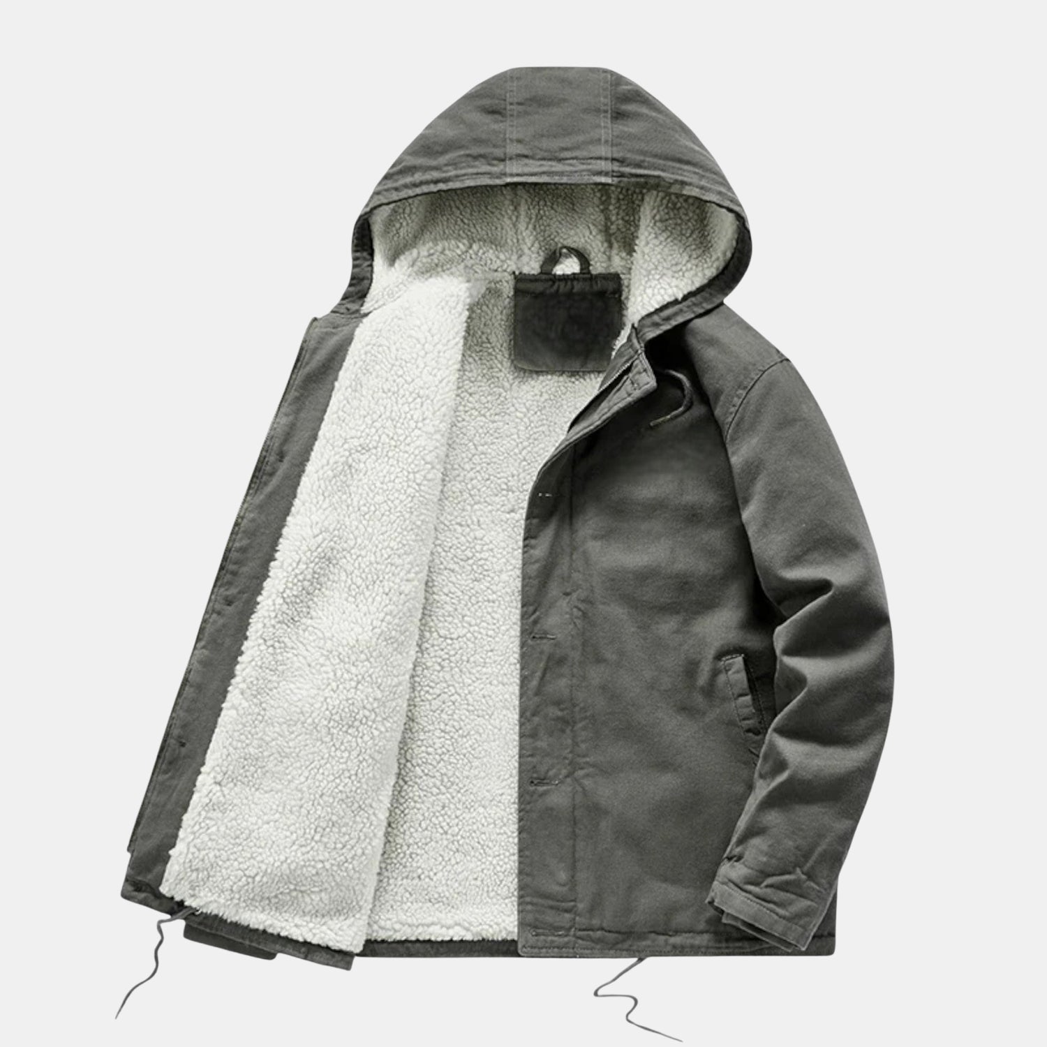 Herren Lammfleece-Wintermantel mit Kapuze – Warmer Gefütterter Wintermantel von Orren & Valé 