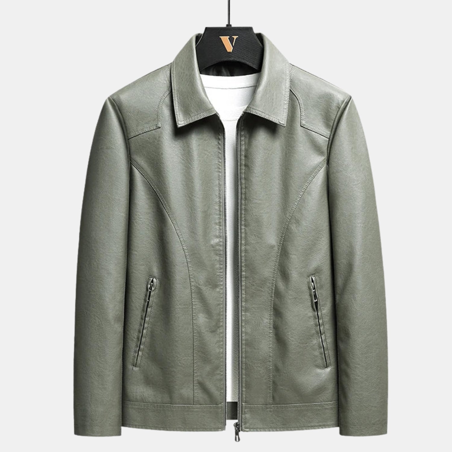 Herren Lederoptik-Jacke – Cleanes Design, Slim Fit, Full-Zip & Seitentaschen von Orren & Valé 