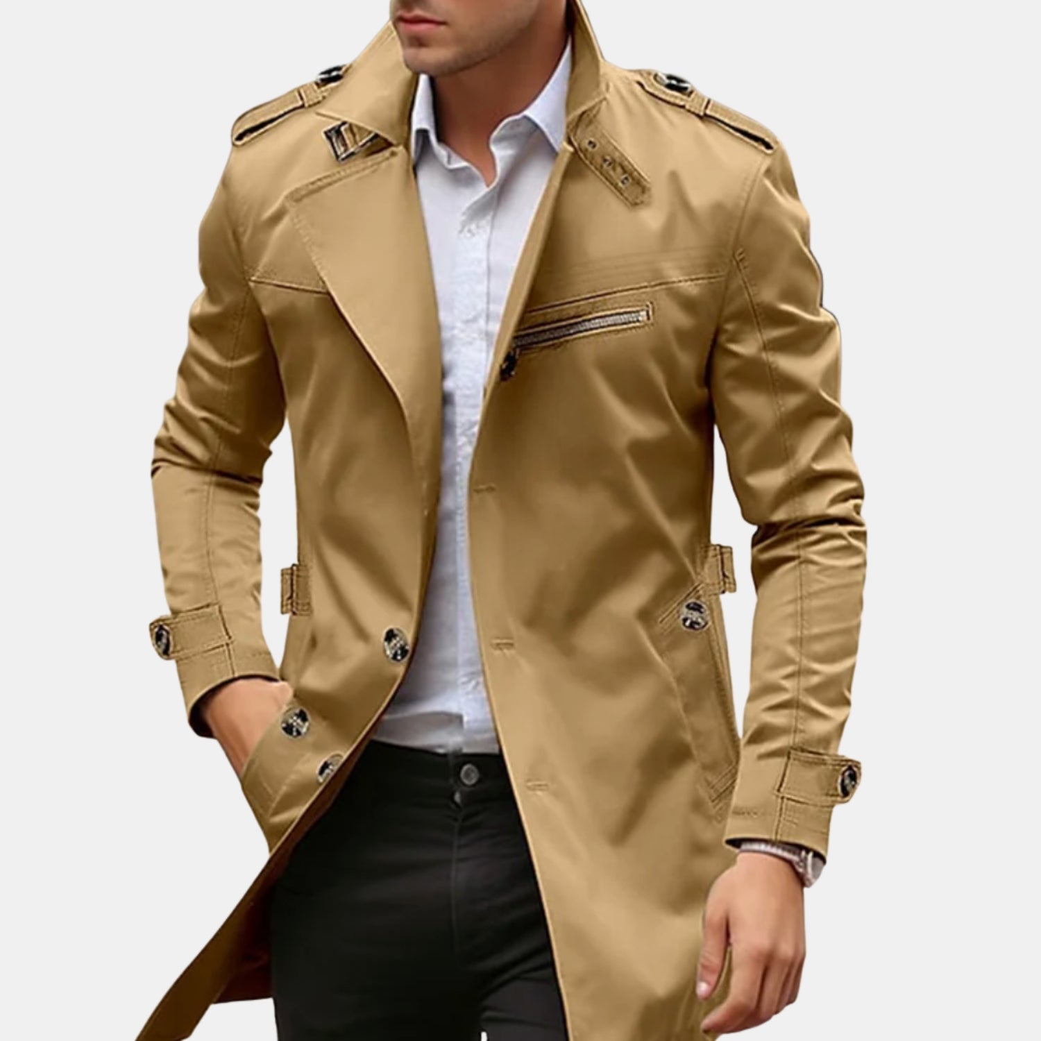 Herren Leichter Trenchcoat Frühling – Eleganter Übergangsmantel mit Reverskragen von Orren & Valé