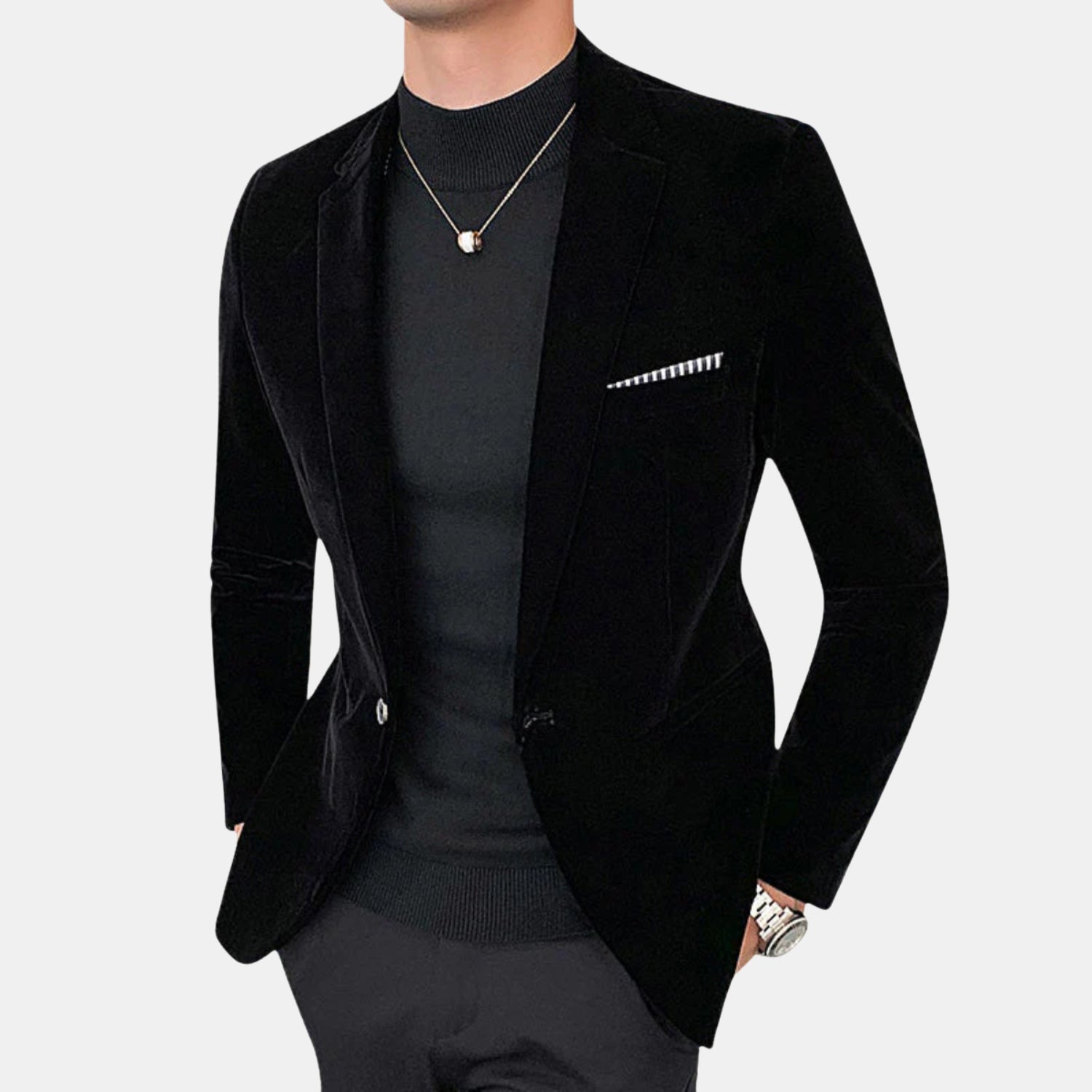 Orren & Valé Herren Samt-Blazer im Italien-Look – Schmal geschnittenes Abend-Sakko für elegante Anlässe
