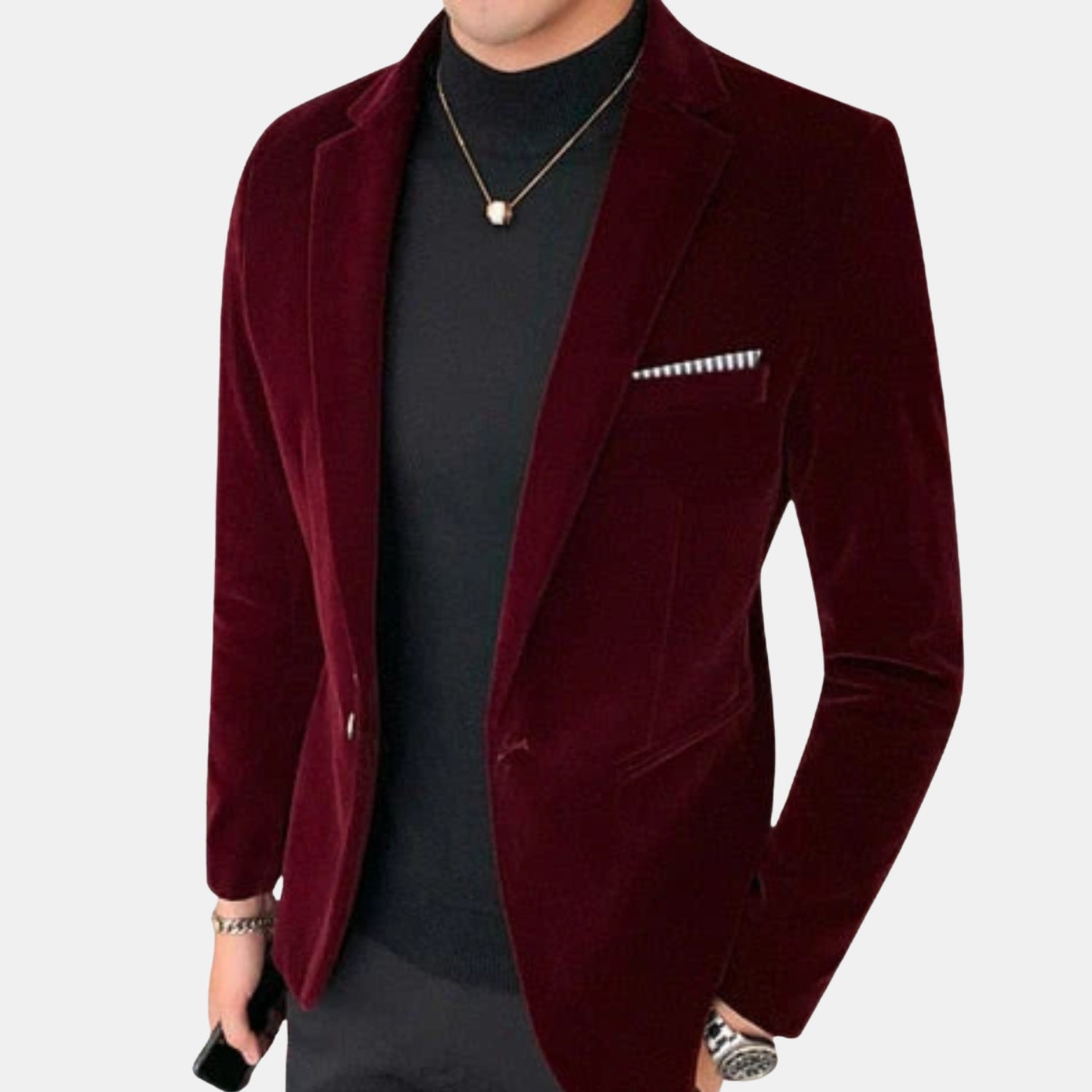 Orren & Valé Herren Samt-Blazer im Italien-Look – Schmal geschnittenes Abend-Sakko für elegante Anlässe