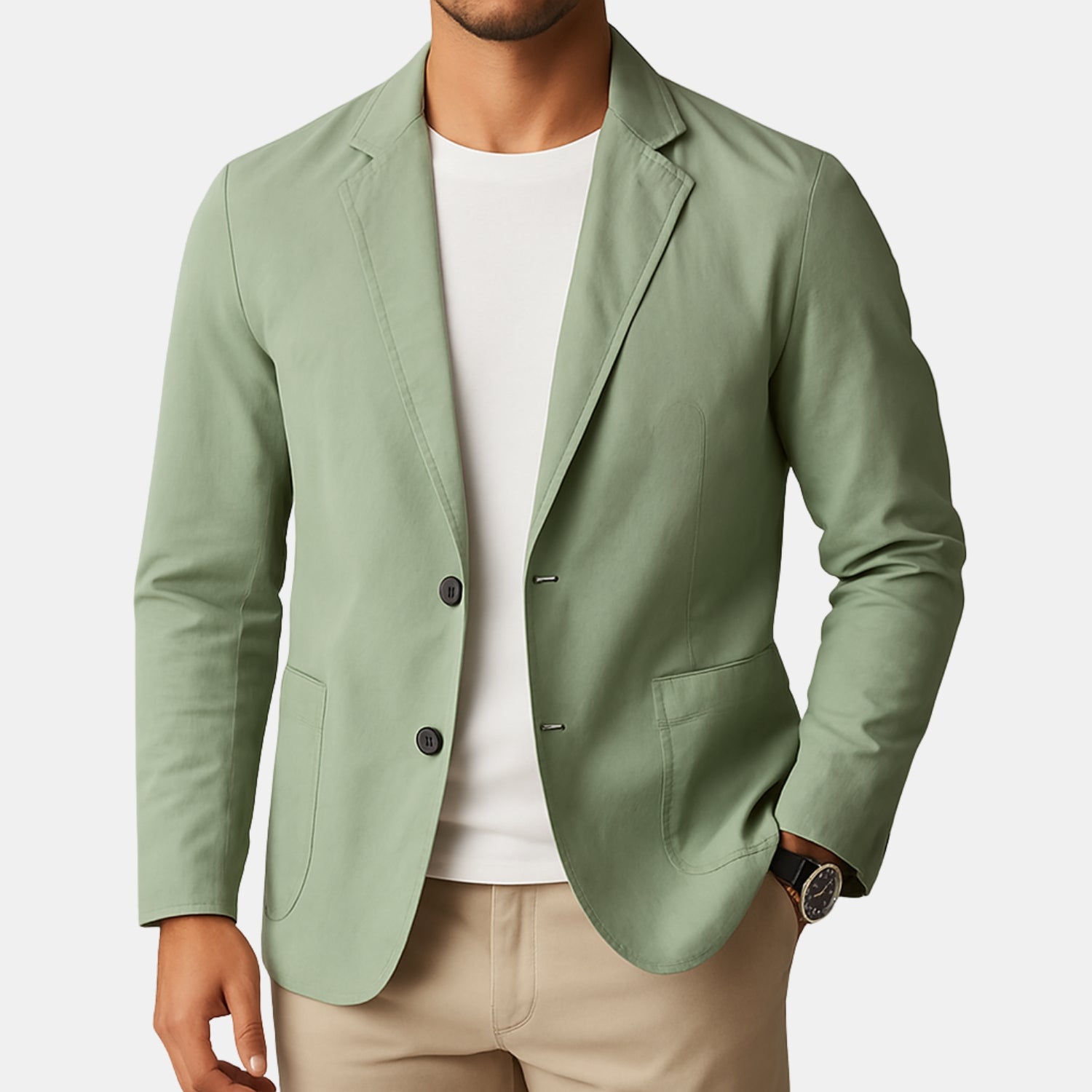 Herren Sommerblazer mit Knopfleiste – Leichtes Sakko mit Revers & Patch-Taschen von Orren & Valé 