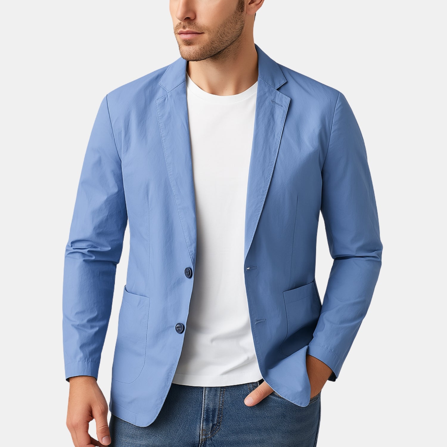Herren Sommerblazer mit Knopfleiste – Leichtes Sakko mit Revers & Patch-Taschen von Orren & Valé 