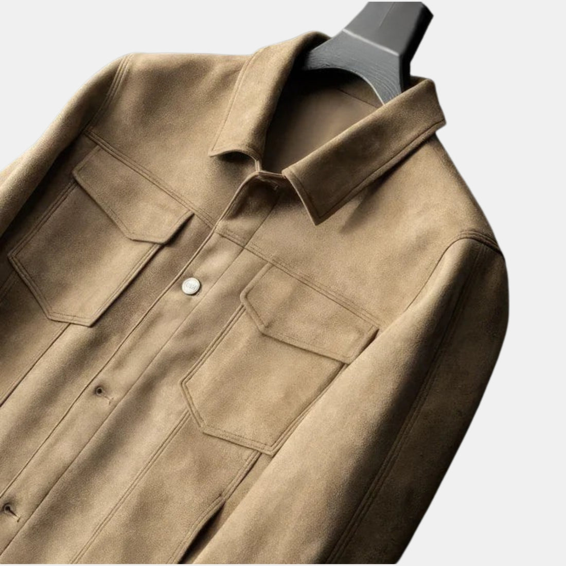 Herren Truckerjacke in Wildleder-Optik – Casual Übergangsjacke mit Druckknöpfen & Brusttaschen von Orren & Valé 