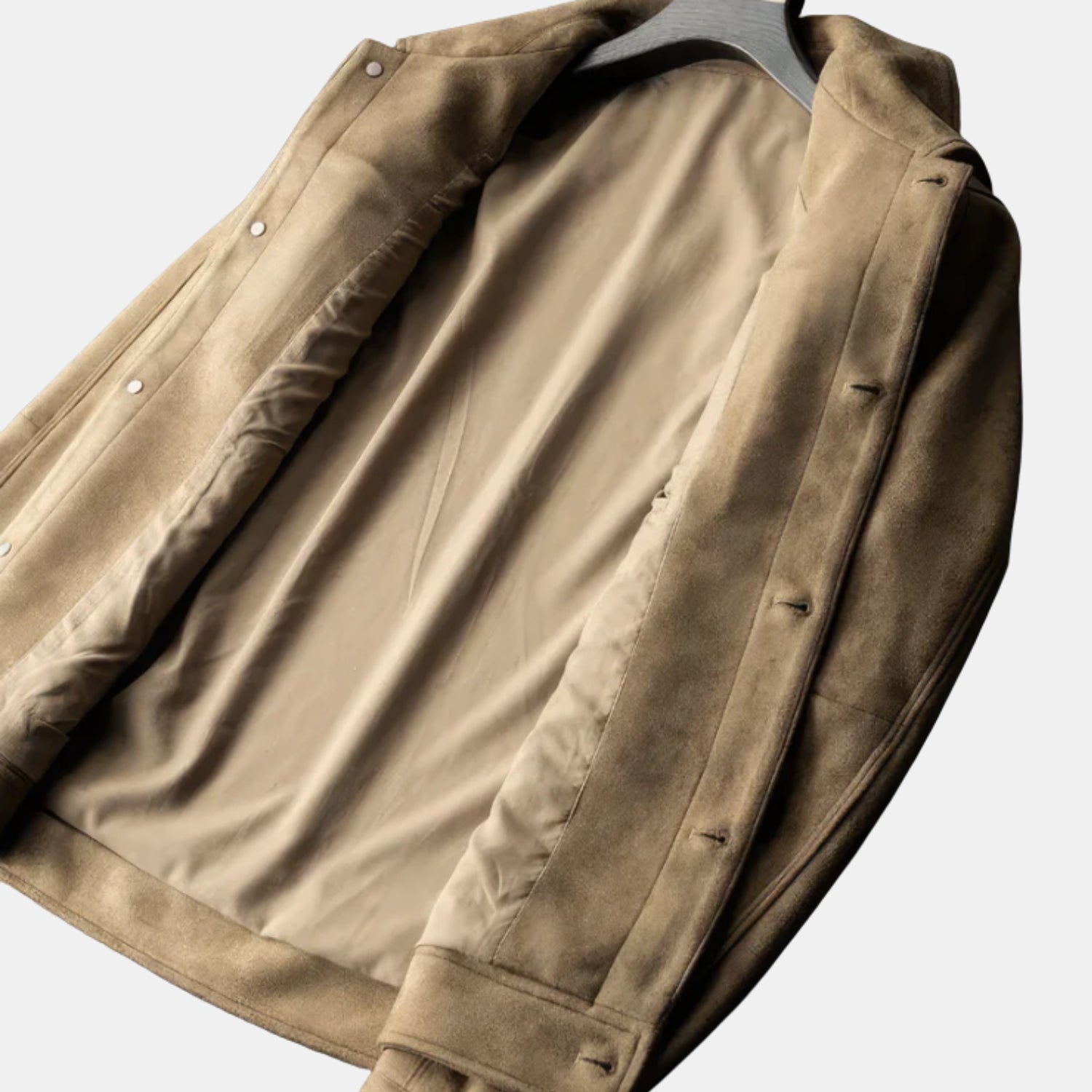 Herren Truckerjacke in Wildleder-Optik – Casual Übergangsjacke mit Druckknöpfen & Brusttaschen von Orren & Valé 