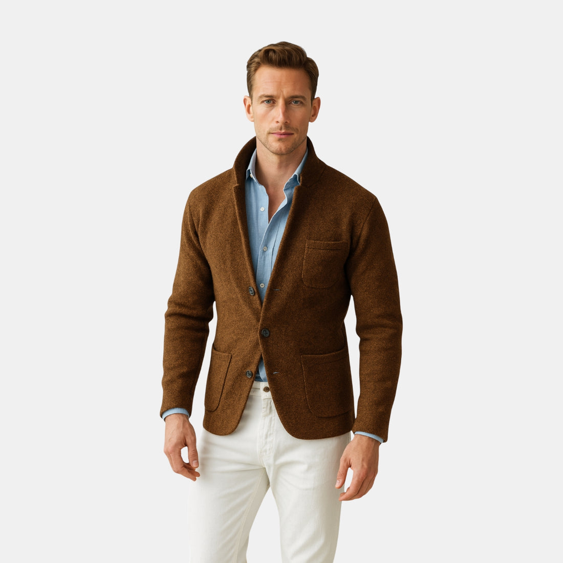 Herren Vintage Wolljacke mit Stehkragen – Klassische Übergangsjacke für Herbst & Winter von Orren & Valé 