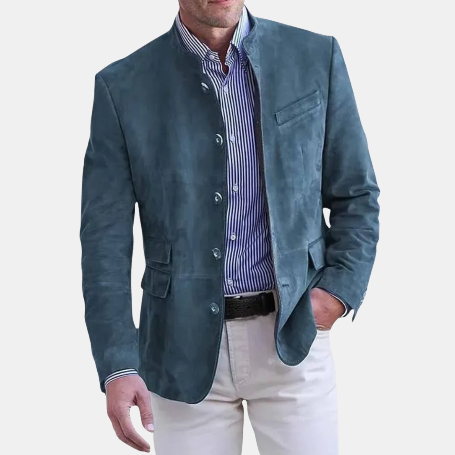 Herren Wildleder-Blazer mit Stehkragen – Schmal geschnittenes Sakko für Business & elegante Anlässe von Orren & Valé 