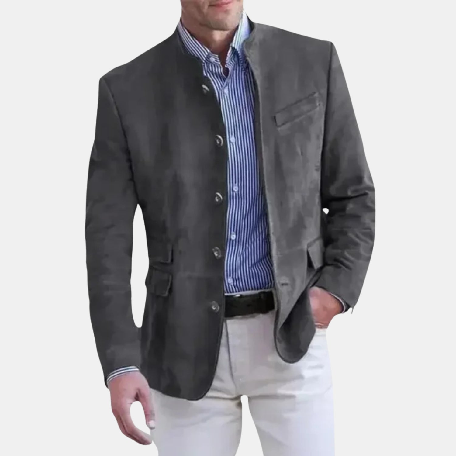 Herren Wildleder-Blazer mit Stehkragen – Schmal geschnittenes Sakko für Business & elegante Anlässe von Orren & Valé 