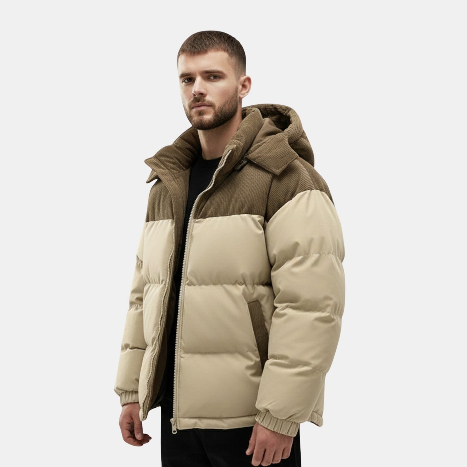 Herren Winterjacke mit Fleecefutter & Abnehmbarer Kapuze von Orren & Valé 