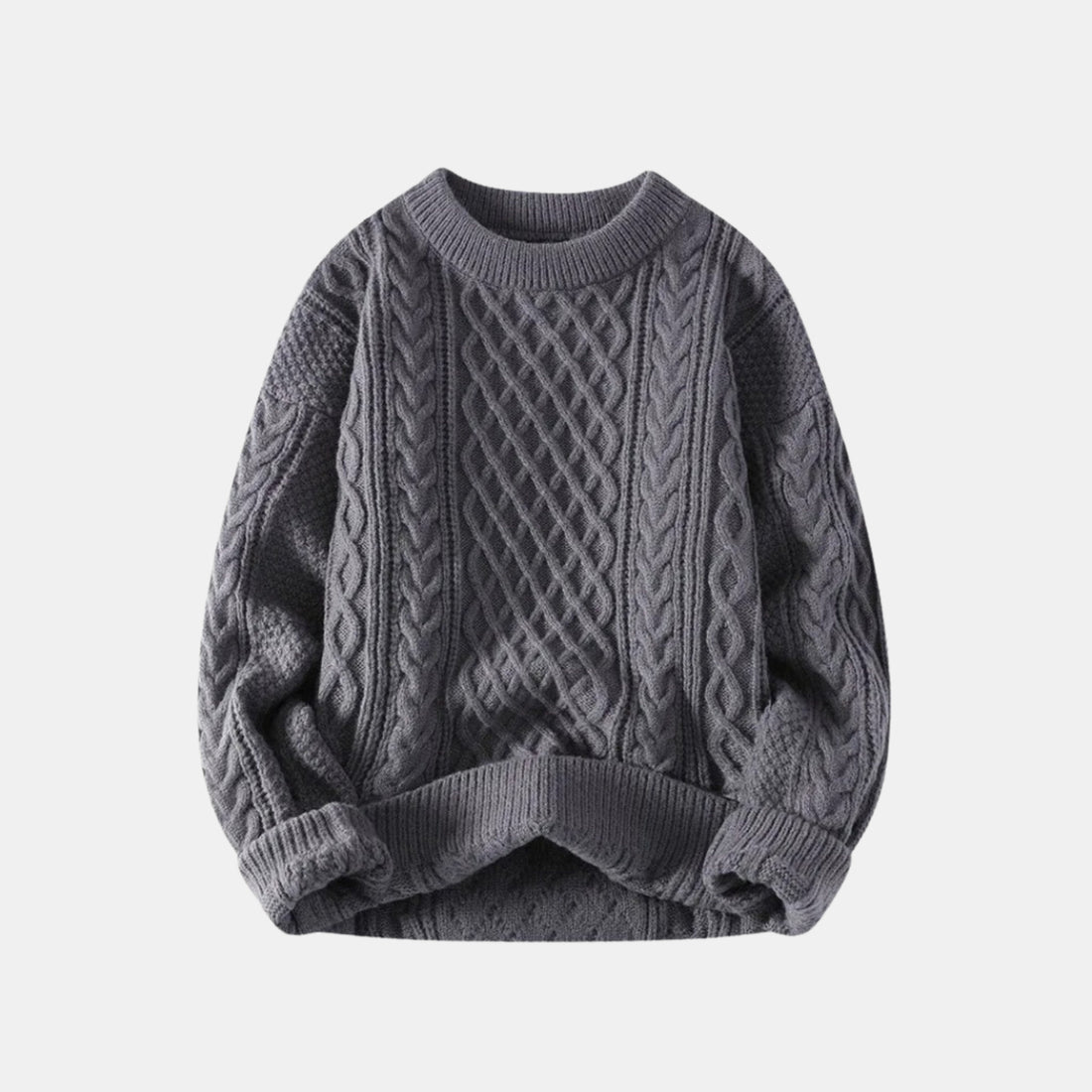 Herren Zopfmuster-Strickpullover – Warmer Winterpullover mit Rundhalsausschnitt von Orren & Valé 