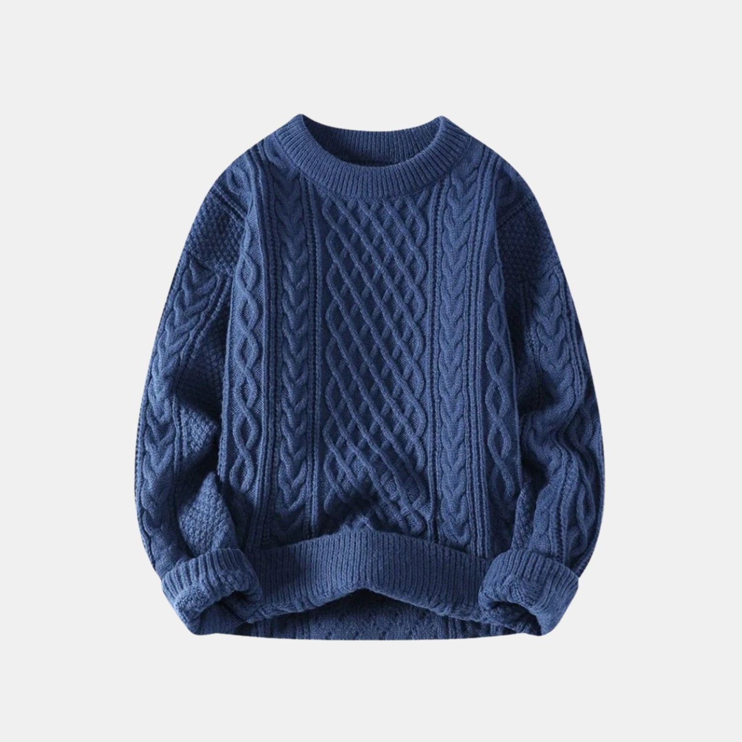 Herren Zopfmuster-Strickpullover – Warmer Winterpullover mit Rundhalsausschnitt von Orren & Valé 