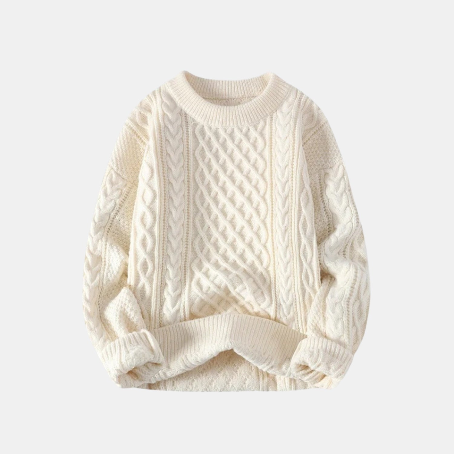 Herren Zopfmuster-Strickpullover – Warmer Winterpullover mit Rundhalsausschnitt von Orren & Valé 