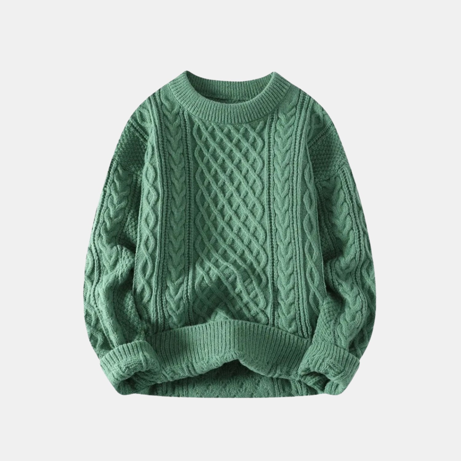 Herren Zopfmuster-Strickpullover – Warmer Winterpullover mit Rundhalsausschnitt von Orren & Valé 