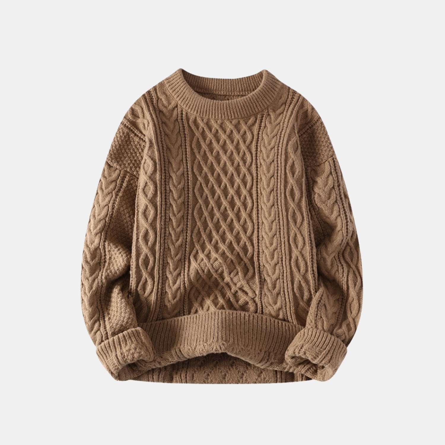 Herren Zopfmuster-Strickpullover – Warmer Winterpullover mit Rundhalsausschnitt von Orren & Valé 