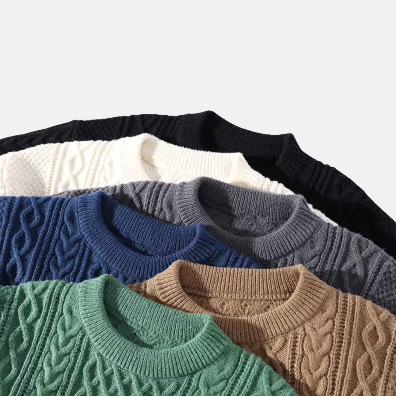 Herren Zopfmuster-Strickpullover – Warmer Winterpullover mit Rundhalsausschnitt von Orren & Valé 