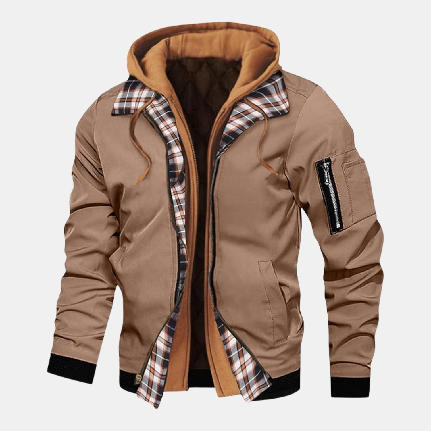 Herren Gefütterte Kapuzenjacke mit Karofutter – Winddichte Winter- & Übergangsjacke von Orren & Valé