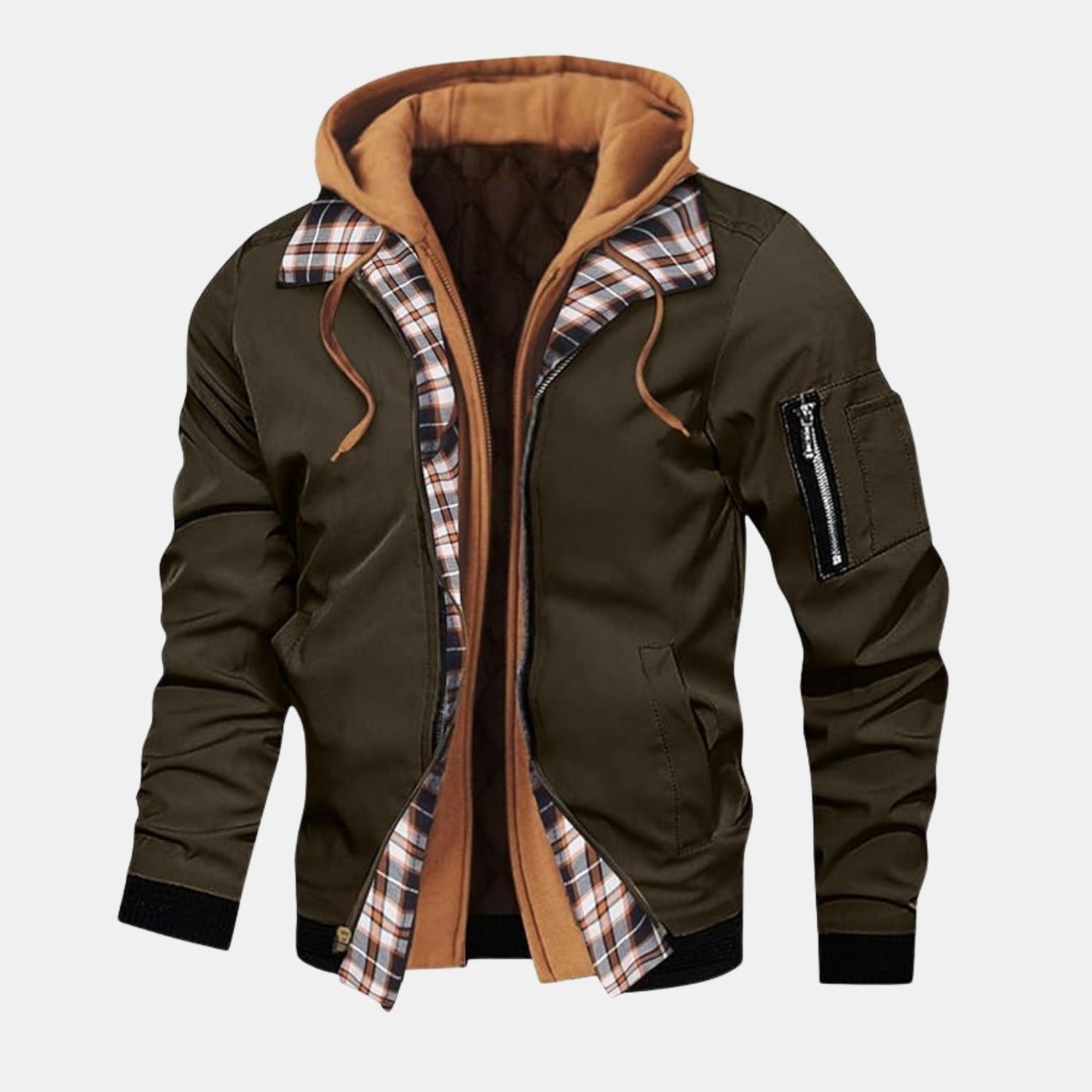 Herren Gefütterte Kapuzenjacke mit Karofutter – Winddichte Winter- & Übergangsjacke von Orren & Valé