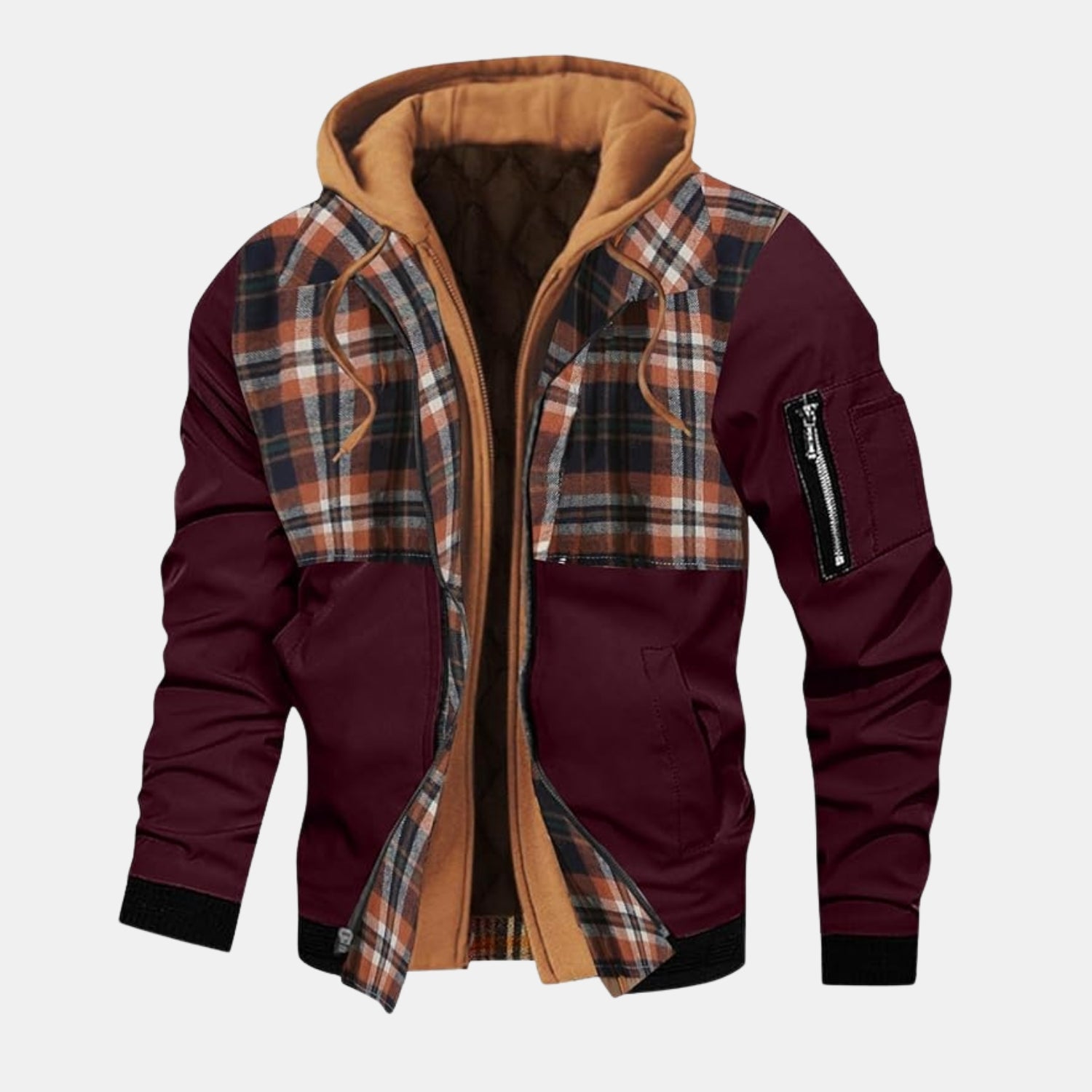 Herren Gefütterte Kapuzenjacke mit Karofutter – Winddichte Winter- & Übergangsjacke von Orren & Valé