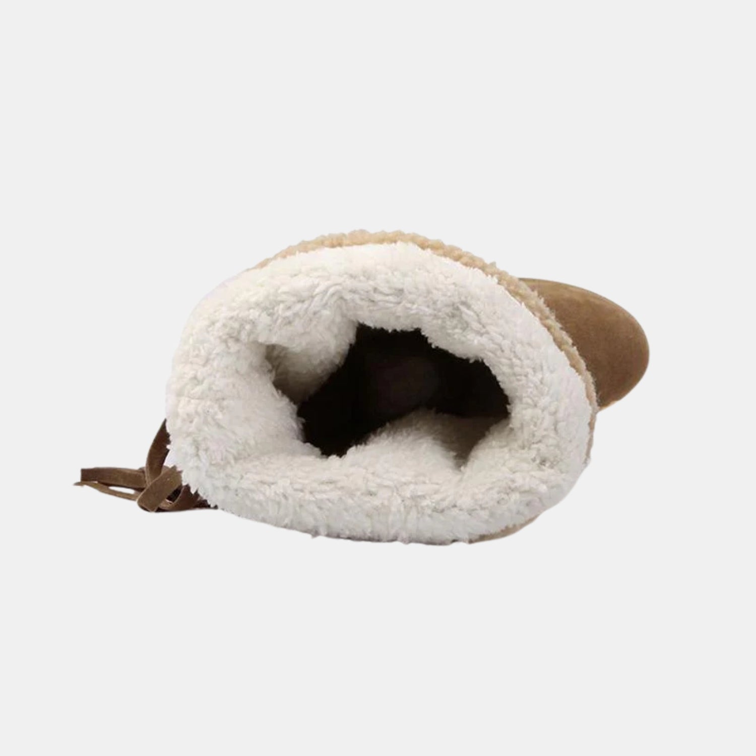 Detailansicht des warmen Innenfutters der Damen Winterstiefel mit Fellfutter und Keilabsatz – weiches, isolierendes Futter für hohen Tragekomfort