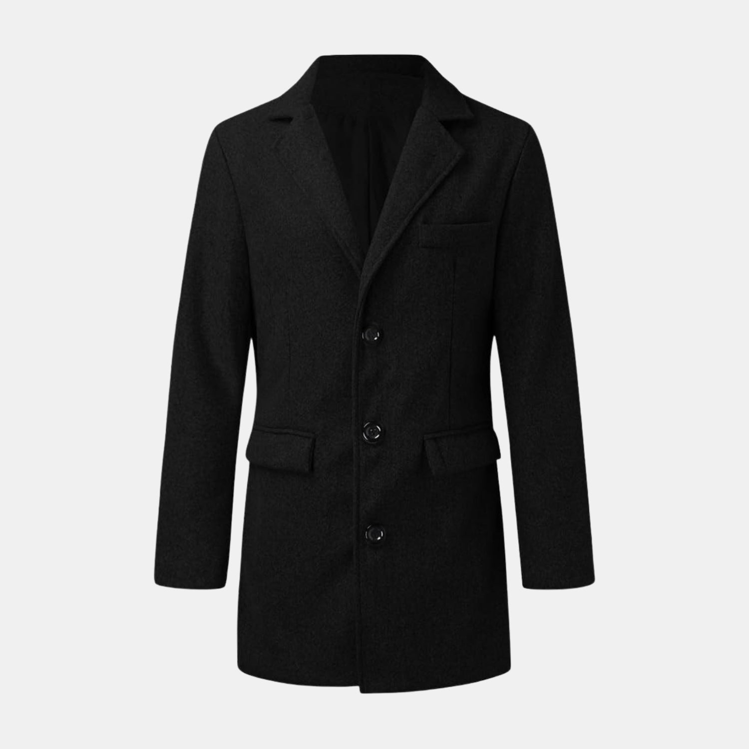 Eleganter Herrenmantel aus hochwertiger Wollmischung in Schwarz für den Winter