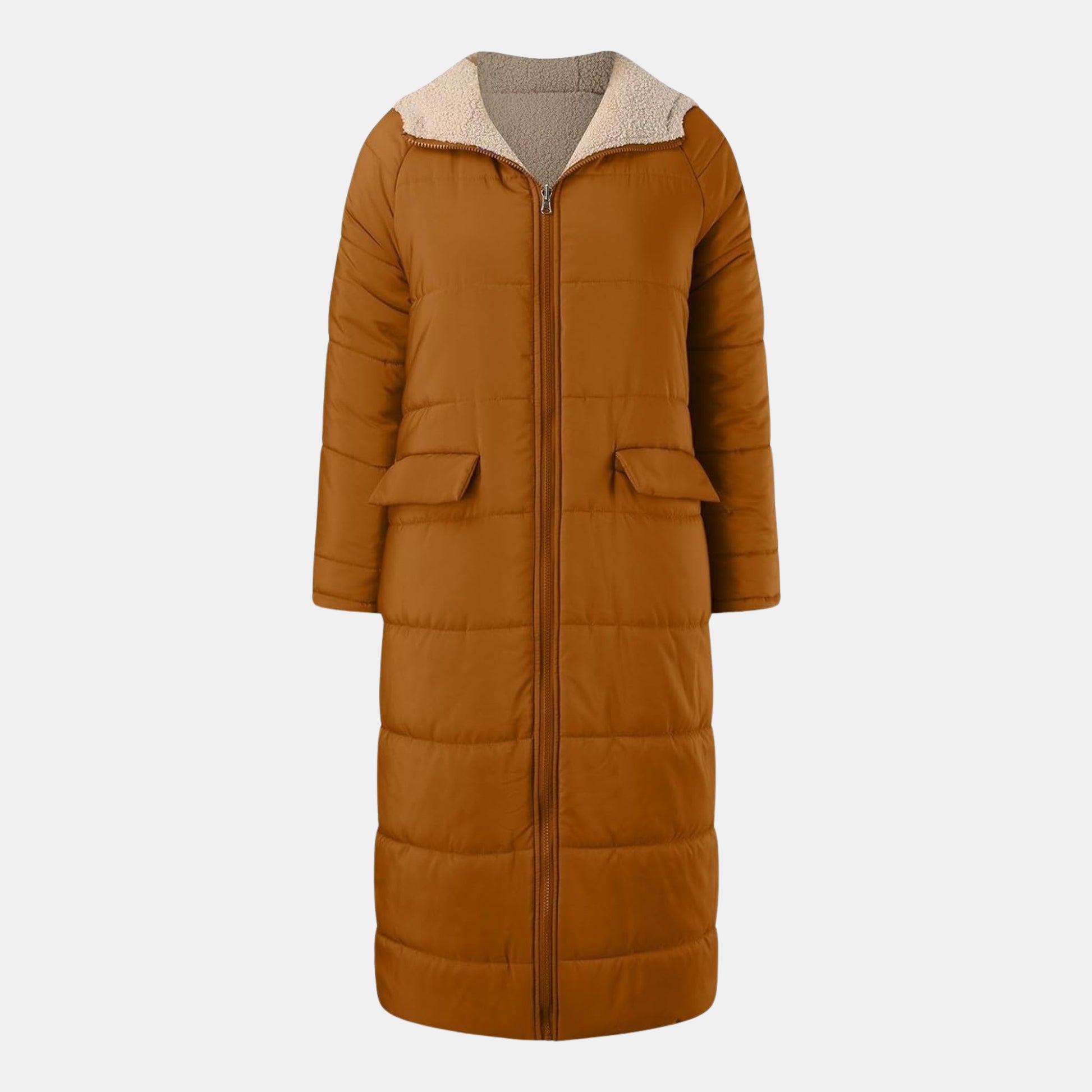 Damen Winter-Steppmantel mit Fleecefutter – Warme Lange Pufferjacke für Kalte Tage von Orren & Valé 