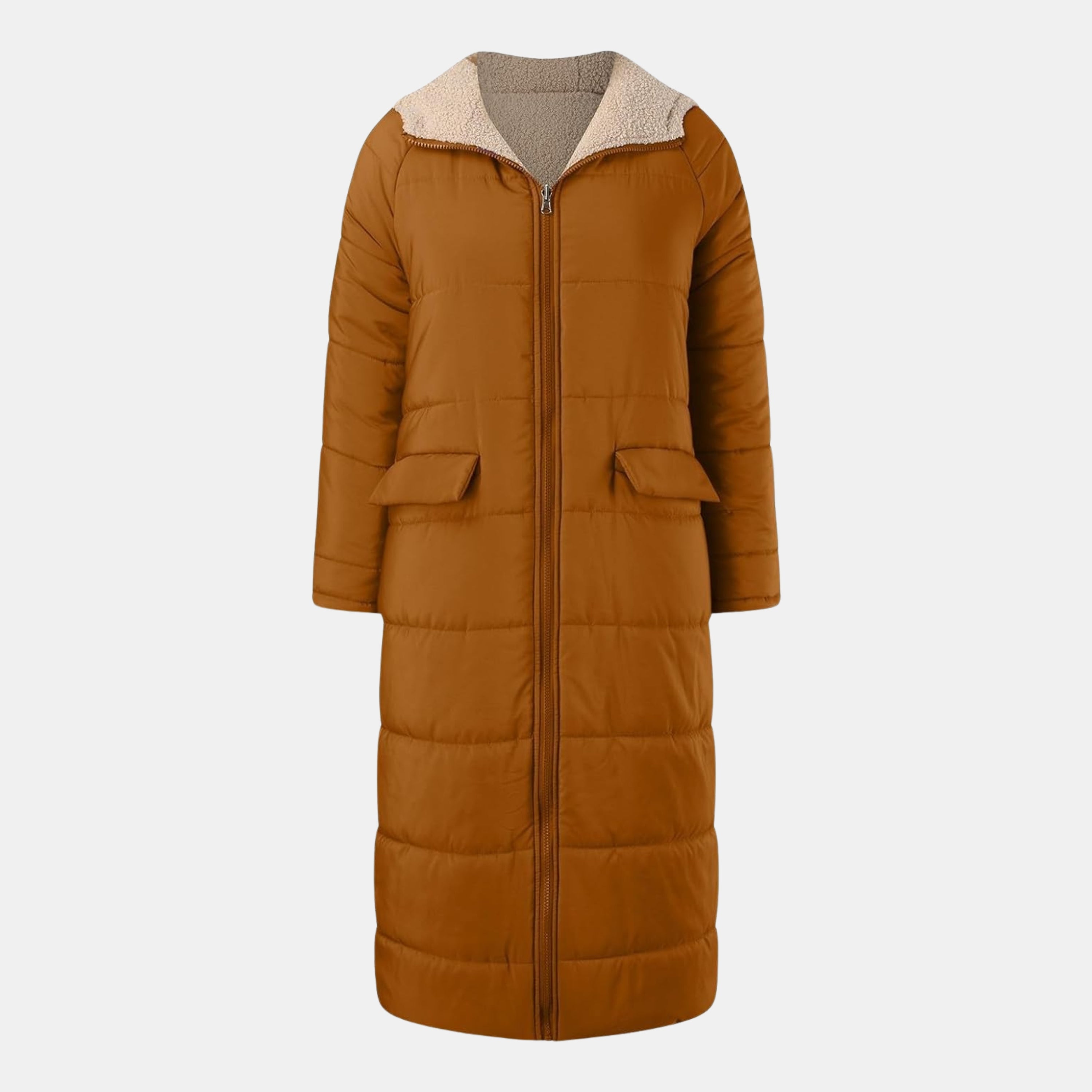 Damen Winter-Steppmantel mit Fleecefutter – Warme Lange Pufferjacke für Kalte Tage von Orren & Valé 