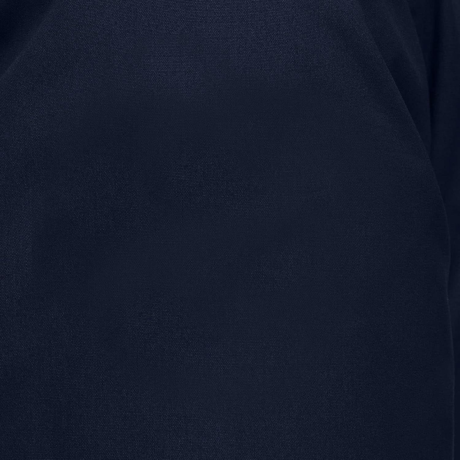 Materialdetail der langen Winterjacke mit Kapuze und Futter in Marineblau für Damen
