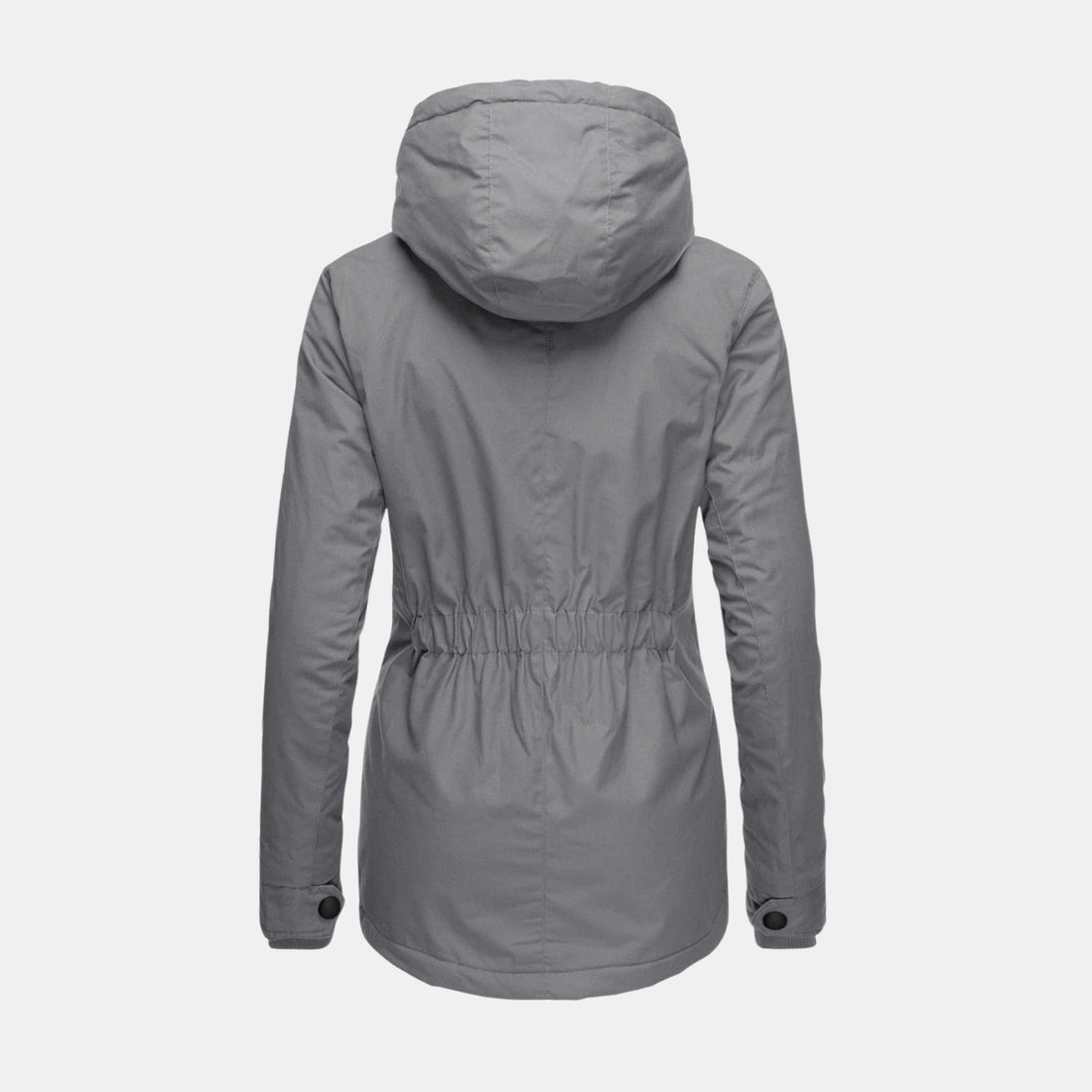 Lange Winterjacke mit Kapuze und warmem Futter in Grau für Damen