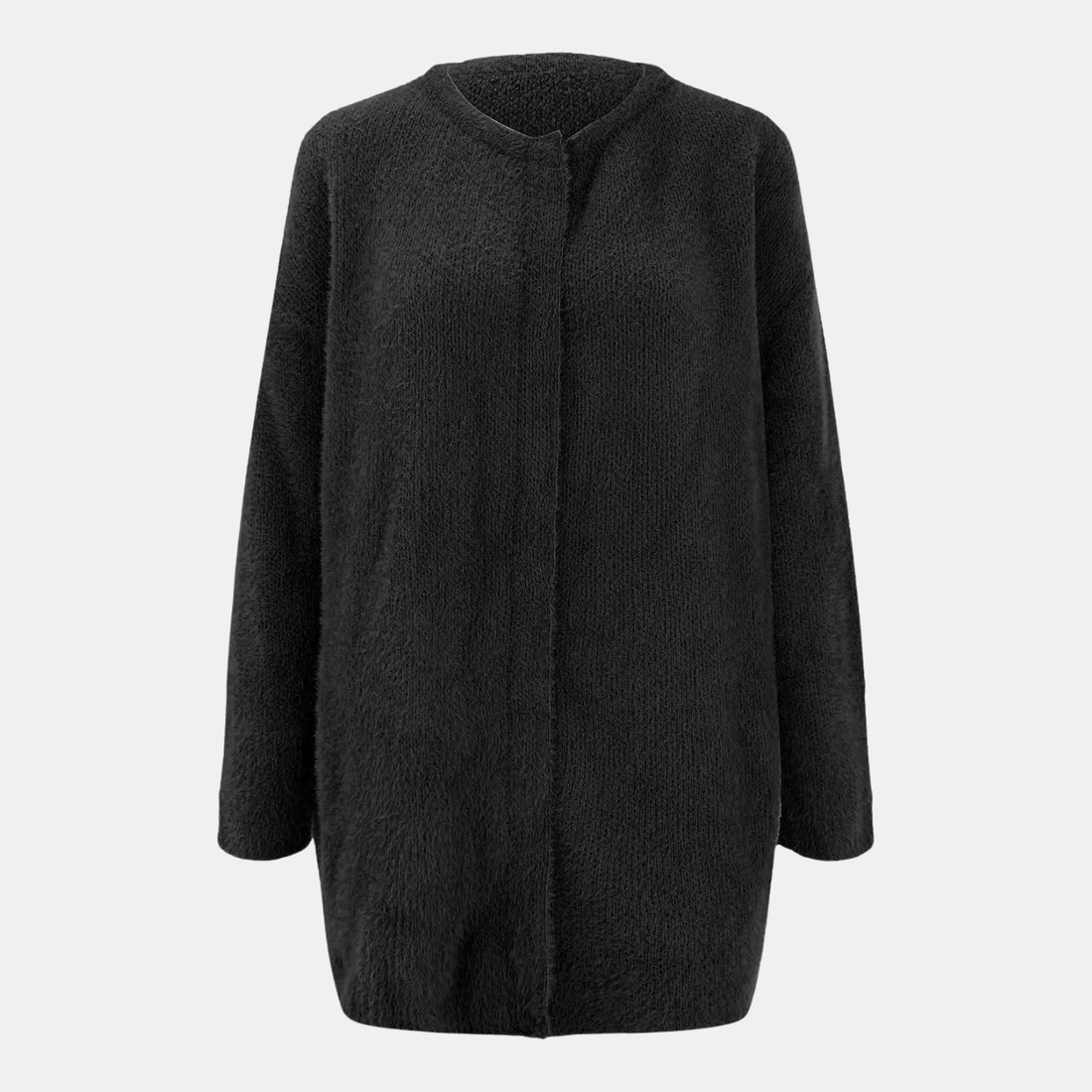 Raffinierte Strickjacke mit Stil in Schwarz für Damen, weiche lange Strickjacke im minimalistischen Design